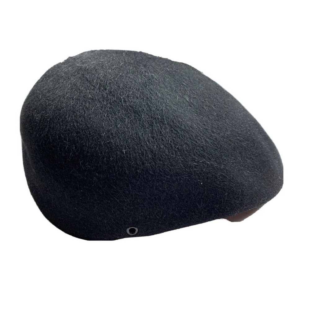 Vintage Newsboy Hat Cabbie Cap Flat Brim Black Wool Blend Classic USA Mens M